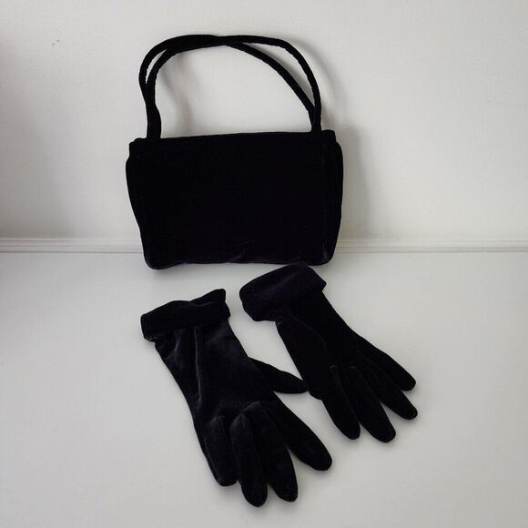 Kenneth Cole Reaction Velvet Evening Bag | Coordinating Gloves - Picture 1 of 7